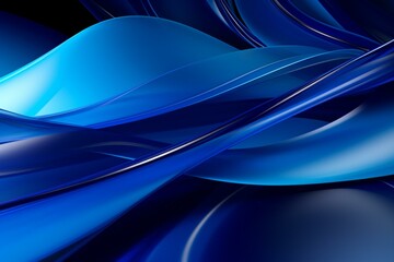 Blue 3D ribbons forming abstract wallpaper. Colorful 3D design with space for text or elements. Generative AI
