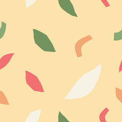 Organic botanical seamless pattern. Vector yellow background perfect for natural product packaging, stationery or textile design