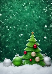 Fototapeta na wymiar Green background with Christmas decoration