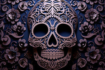 Paper Cut Skull Mexican, Dia de Muertos.