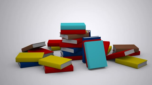 A Stack of Books Background in a 3D animation