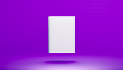 3d render illustration book white cover pink background in air mockup