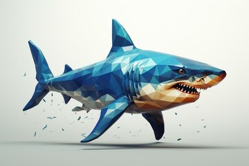 Illustration of a 3D shark. Generative AI