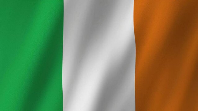 Ireland National Flag. National 3d Ireland flag waving. Flag of Ireland footage video waving in wind. 