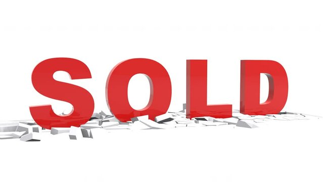 3D Text Sold Animation in a 3D animation