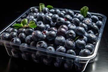 Fresh, succulent blueberries. Generative AI