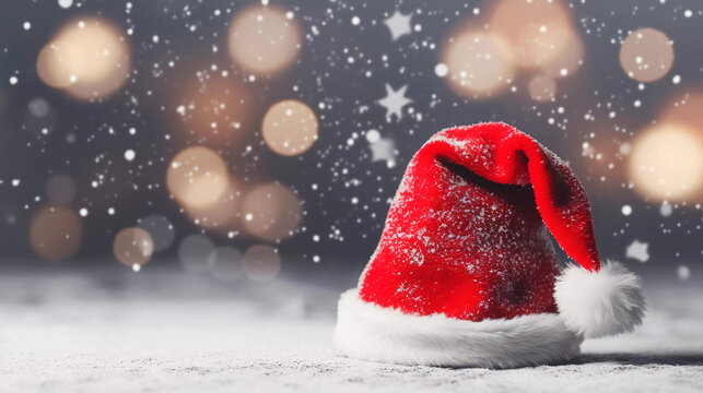 santa hat with a winter background