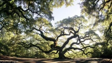 Fototapeta premium Panorama of branches from the Angel Oak Tree