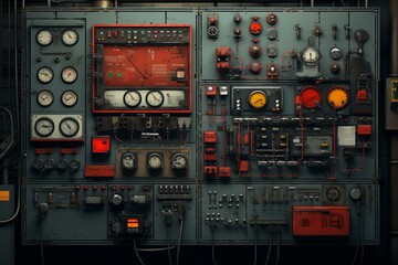 Background of an industrial factory control panel. Generative AI