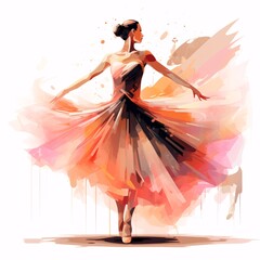 Beautiful ballerina in a tutu. Ballet dancer in motion. Young beautiful ballerina in a tutu dancing in watercolor splash
