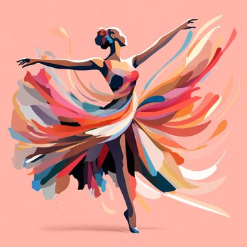 Beautiful ballerina in a tutu. Ballet dancer in motion. Young beautiful ballerina in a tutu dancing in watercolor splash

