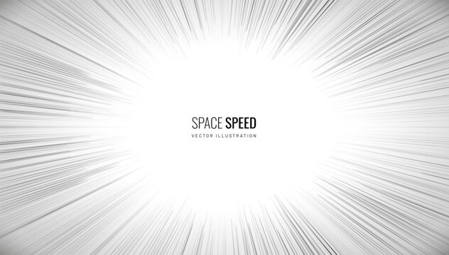 Comic line effect for anime. Background explosion of radial lines and movement for comics. Black and white manga speed frame vector illustration