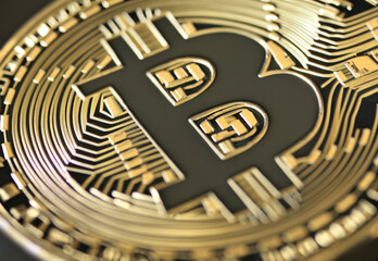 Fototapeta na wymiar 3D Bitcoin symbol wallpaper / background