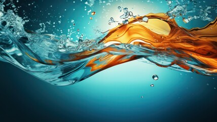 Obraz na płótnie Canvas Splashing water on blue background created with Generative AI