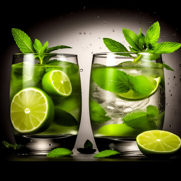 Image of glasses with alcoholic drink mahito