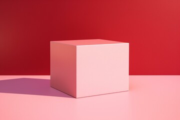 box on pink backdrop with shadow. Generative AI