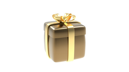 Golden Gift Box with ribbon and bow Isolated 3d render illustration