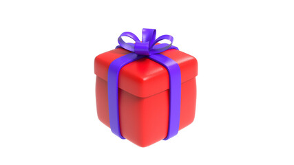 Red gift Box with golden ribbon and bow isolated 3d render illustration