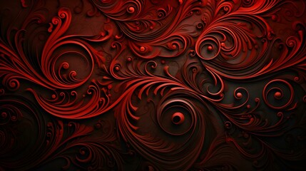 Abstract Background of intricate Patterns in dark red Colors. Antique Wallpaper