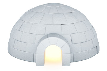 Igloo, front view. 3D rendering isolated on transparent background - obrazy, fototapety, plakaty