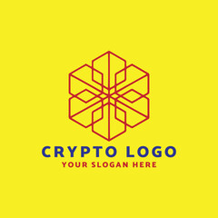 cryptocurrency block chain logo design vector