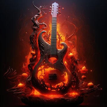 guitar in fire
