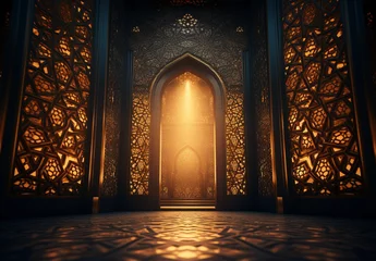 Foto op Plexiglas Islamic mosque interior with arabic traditional ornament © Saifur Rahman