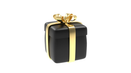 Black gift Box with ribbon and bow for black Friday 3d render illustration