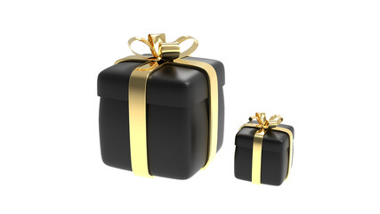 Black gift Box with ribbon and bow for black Friday 3d render illustration
