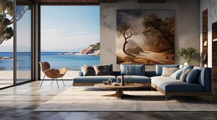 Fototapeta premium Ocean view room, generative AI