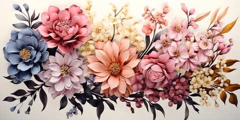 Flowers on a white background, generative AI