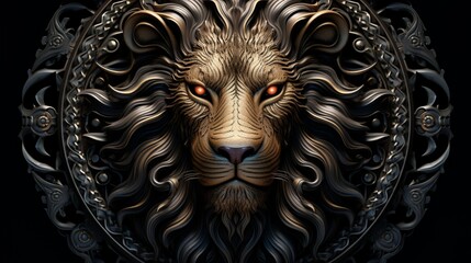 a stunning mandala composition showcasing a regal lion, the embodiment of strength and majesty