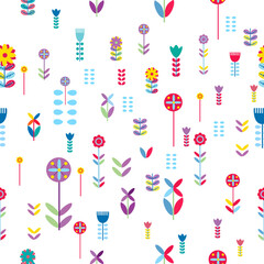 abstract flowers seamless pattern