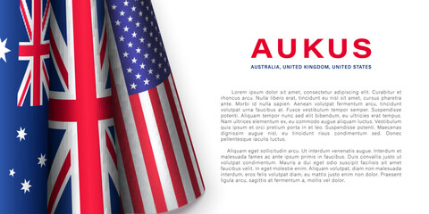 AUKUS alliance background with flags of states