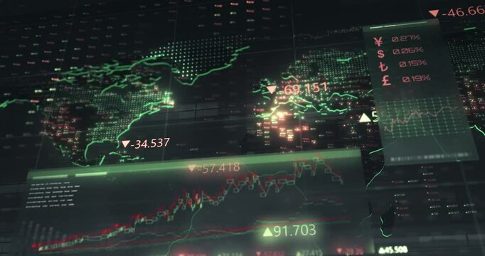 An illustrative animation of the global financial analytics displayed on the interface
