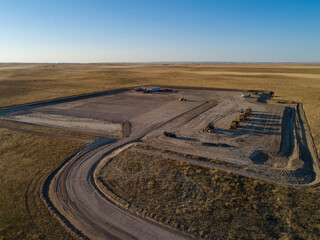 Aerial view of fracking pad excavation. 