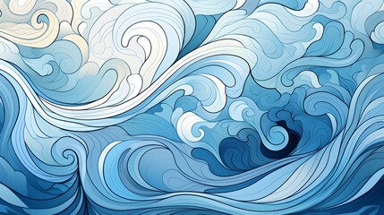 Abstract Background of intricate Patterns in sky blue Colors. Antique Wallpaper