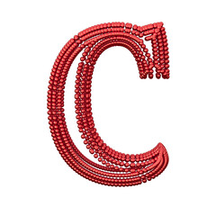 Symbol of small red spheres. letter c