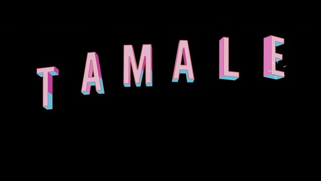Bright letters jump merrily in the inscription TAMALE city. Retro. Alpha channel black. Looped from frame 120 to 240, Alpha BW at the end