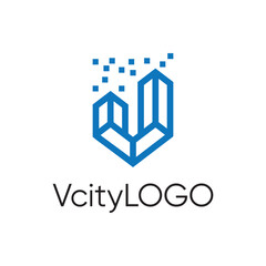 City technology digital logo design vector