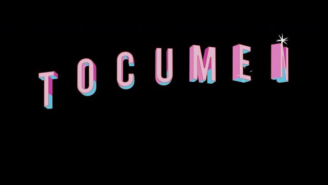 Bright letters jump merrily in the inscription TOCUMEN city. Retro. Alpha channel black. Looped from frame 120 to 240, Alpha BW at the end
