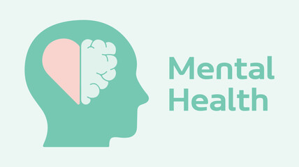 Mental Health World Day. Healthy, wellness, emotions, feelings, wellbeing. Medicine, psychology, psychiatry. Vector, illustration, icon. Heart, brain, head, body, people, human