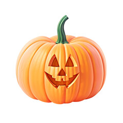 orange Halloween pumpkin with carved face isolated on white background