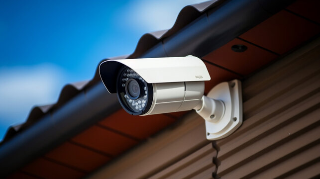 High-Angle, Weatherproof Rooftop CCTV for Domestic Security - Generative AI