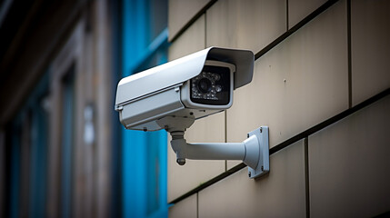 Urban Surveillance, High-Tech and Unobtrusive Street CCTV Camera - Generative AI