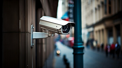 CCTV camera on the street, High-Tech Eye of Urban Security - Generative AI