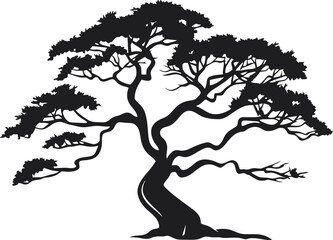 Tree silhouette icon. Flat vector illustration in black on white background. EPS 10