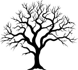 Vector illustration of isolated, realistic tree branch with leaves and two birds, in black color, on white background. Wall sticker.