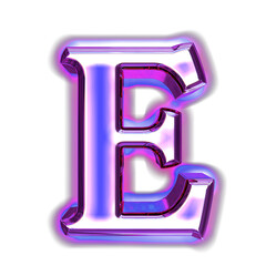 Blue symbol in a purple frame with glow. letter e