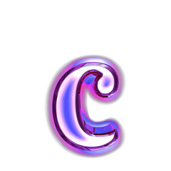 Blue symbol in a purple frame with glow. letter c